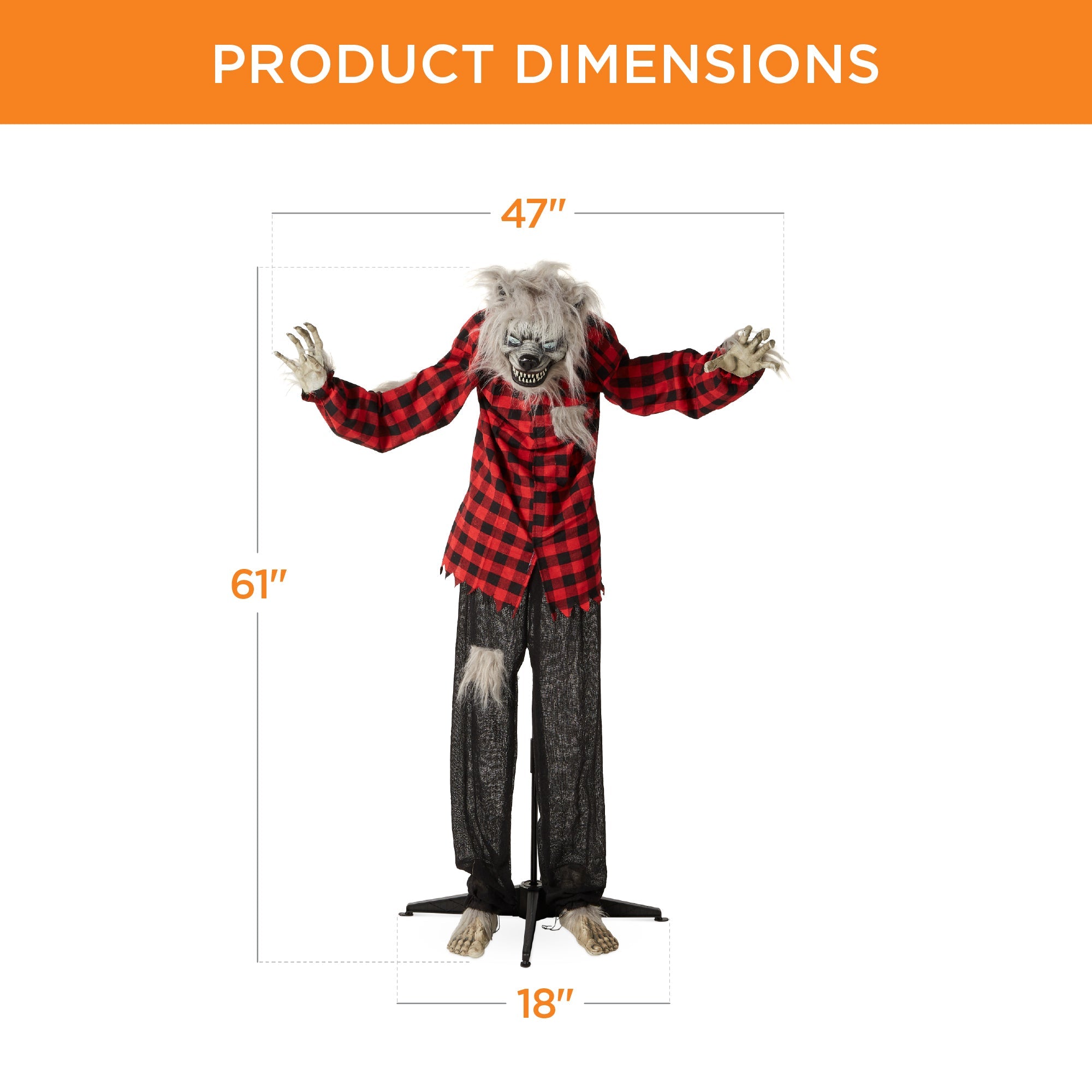 Howling Hudson Standing Animatronic Werewolf w/ Sounds LED Eyes - 5ft