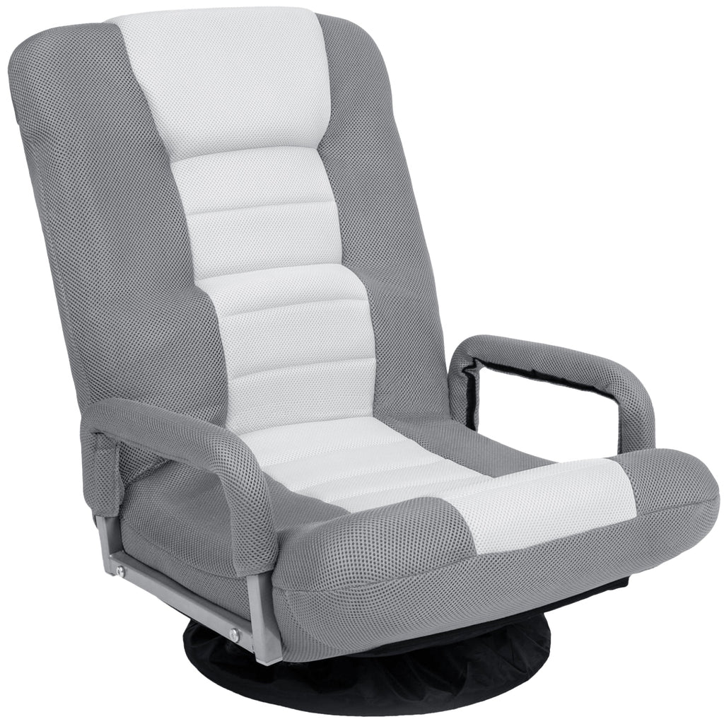 Gaming Floor Chair w/ 360-Degree Swivel Armrest Adjustable Backrest