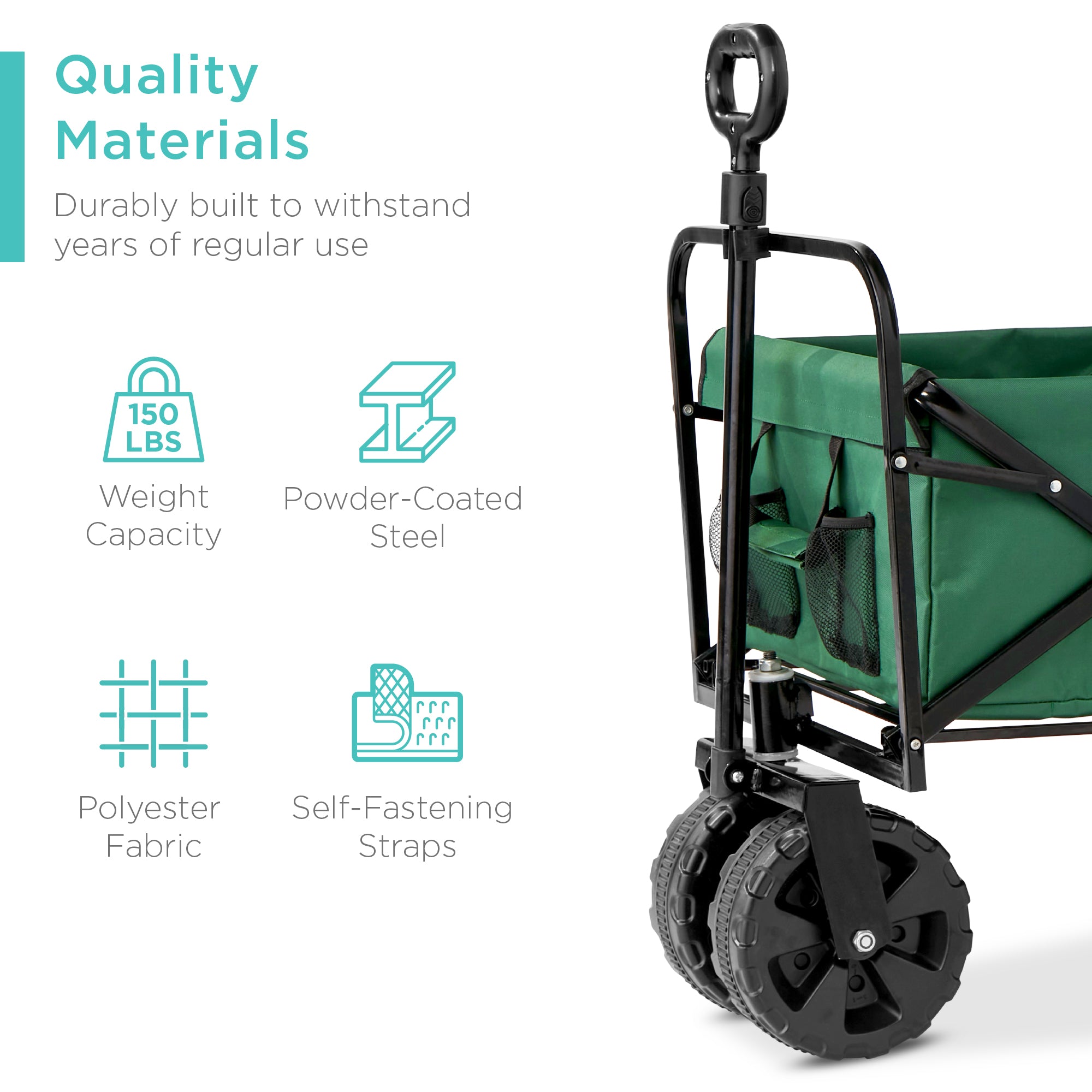 Indoor Outdoor Utility Cart w/ 360-Degree Wheels Adjustable Handle - 36in