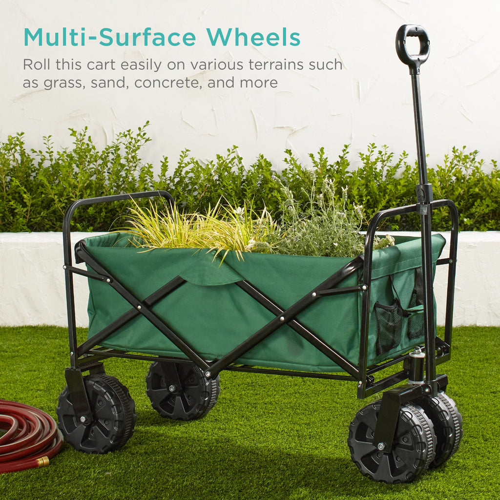 Indoor Outdoor Utility Cart w/ 360-Degree Wheels Adjustable Handle - 36in