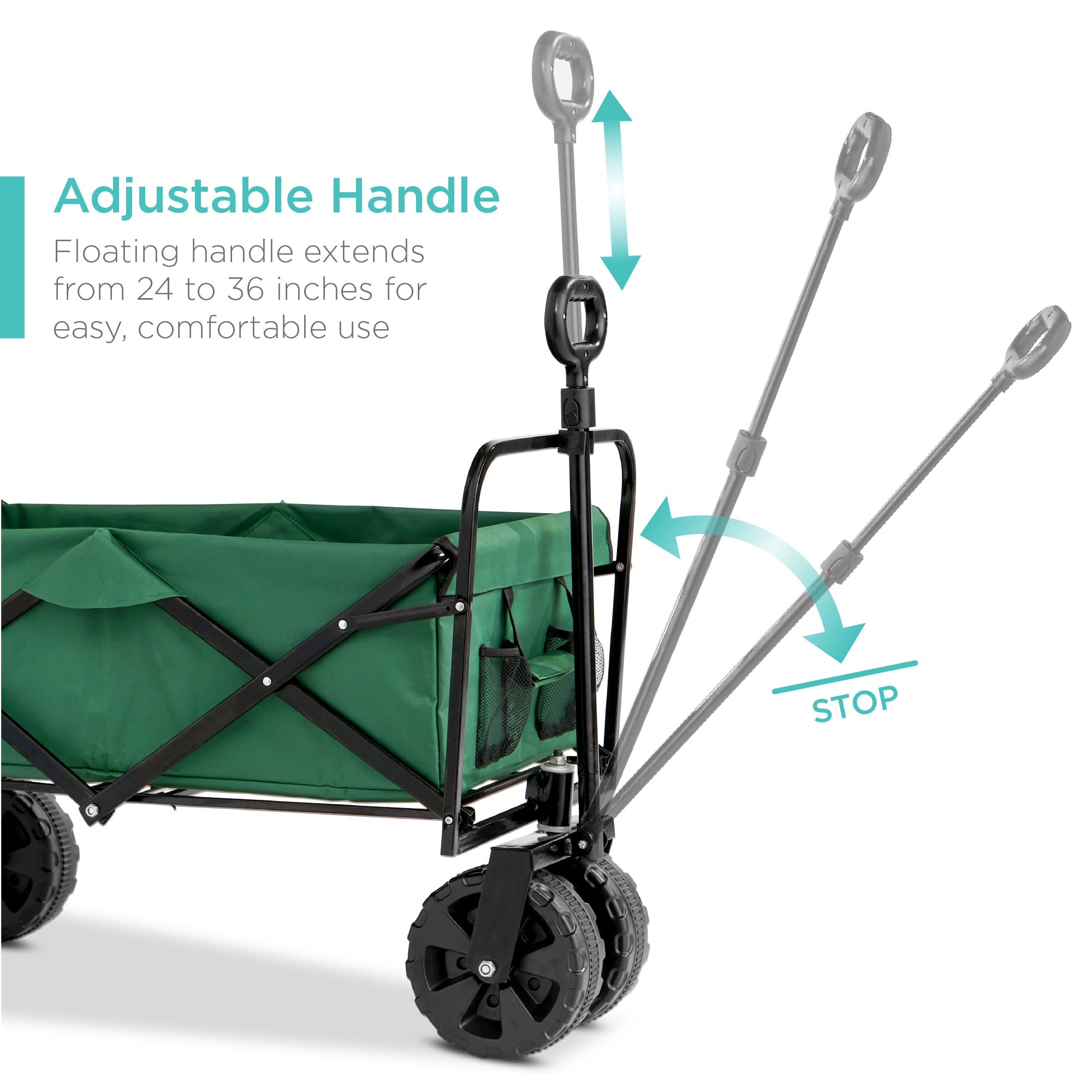 Indoor Outdoor Utility Cart w/ 360-Degree Wheels Adjustable Handle - 36in