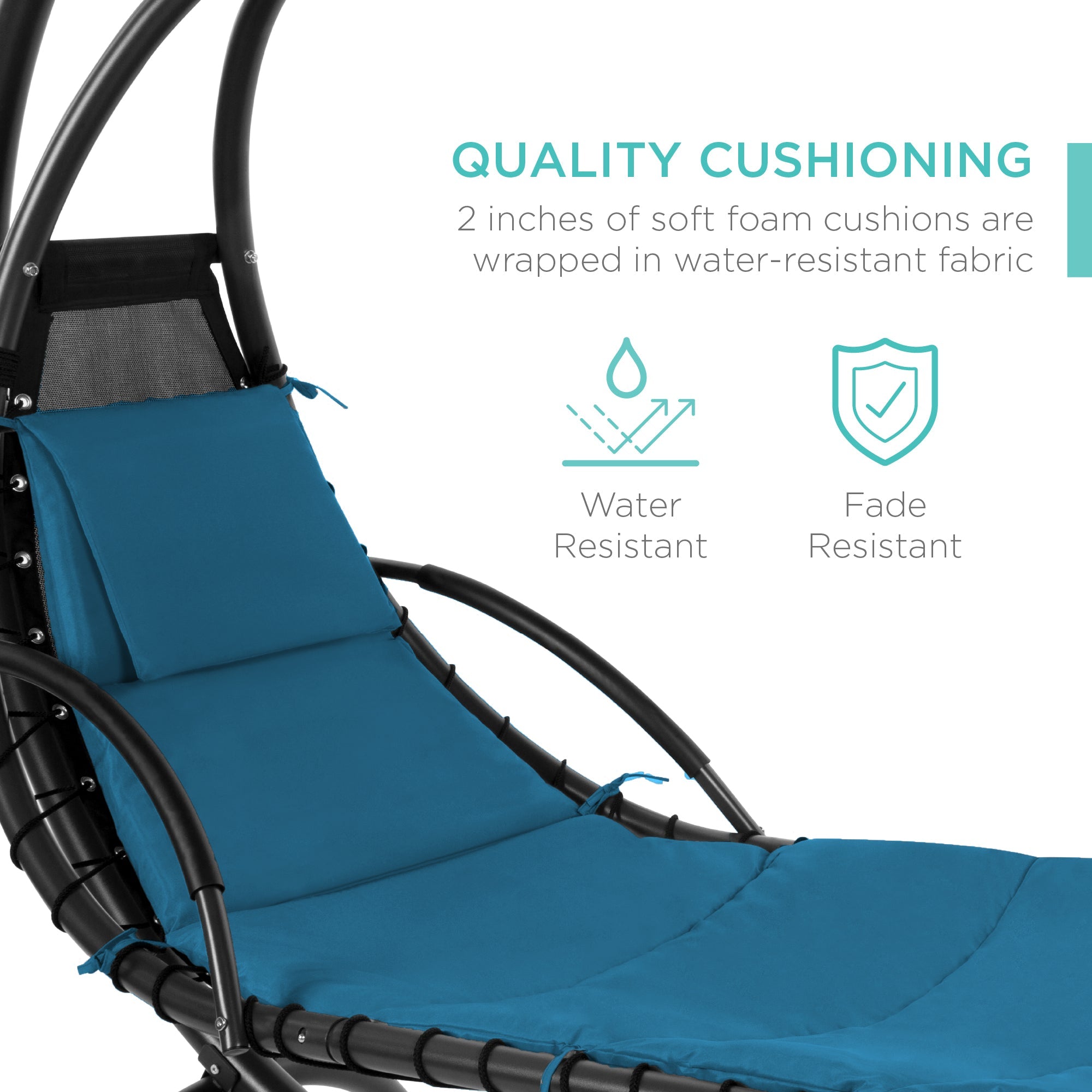 Hanging Curved Chaise Lounge Chair w/ Built-In Pillow Removable Canopy