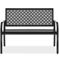 Indoor Outdoor Steel Bench w/ Geometric Backrest Foot Levelers