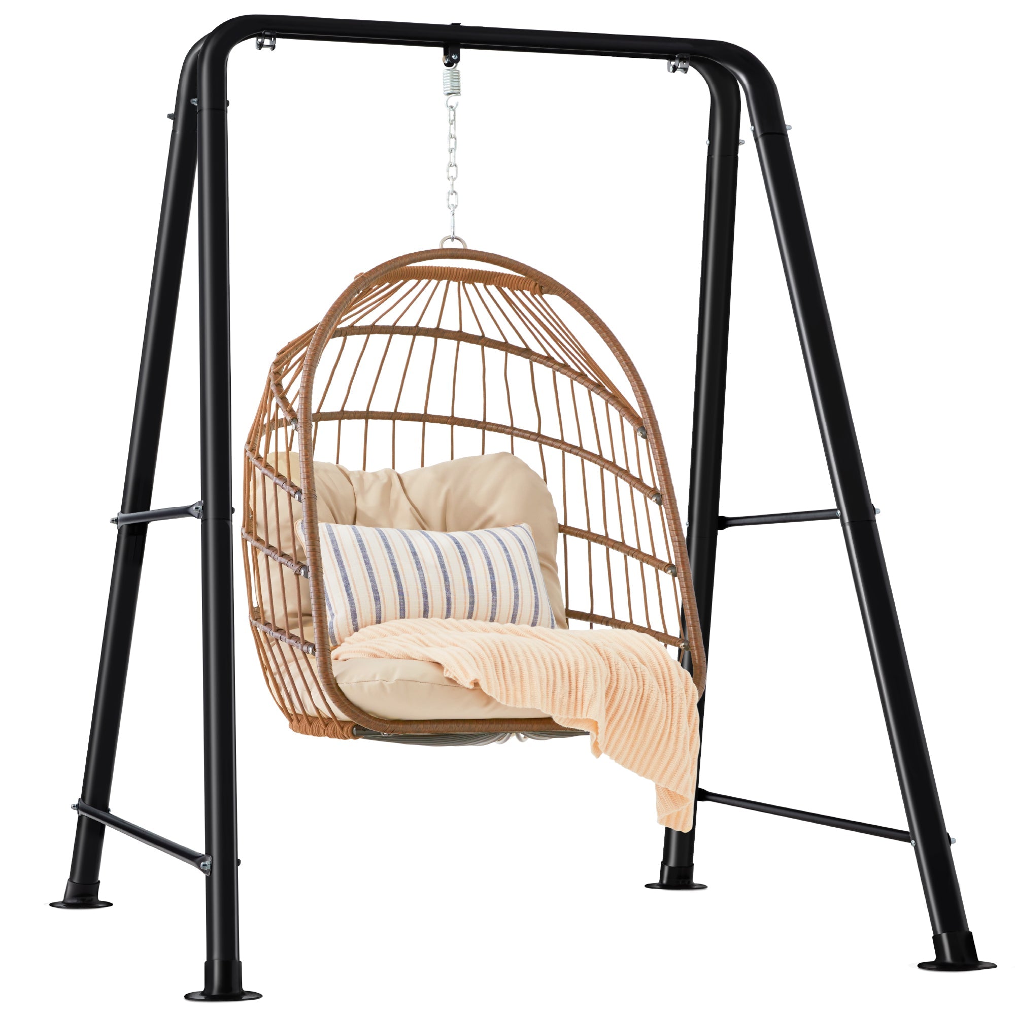 Heavy Duty Hammock Chair Stand w/ Hanging Hardware 47in Chain - 75in