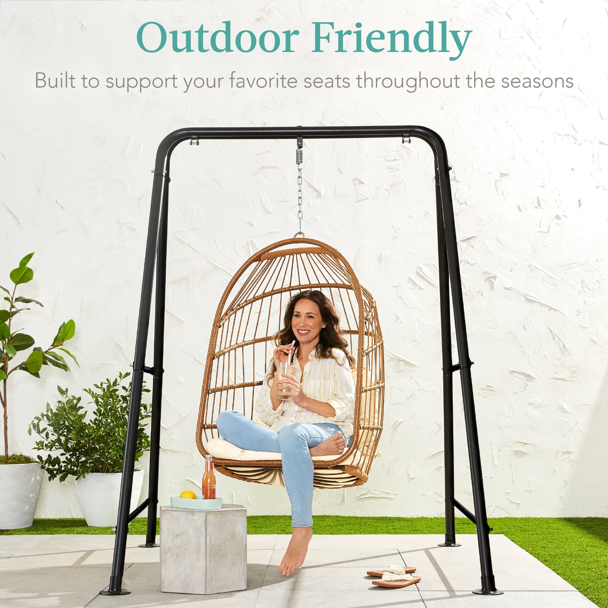 Heavy Duty Hammock Chair Stand w/ Hanging Hardware 47in Chain - 75in