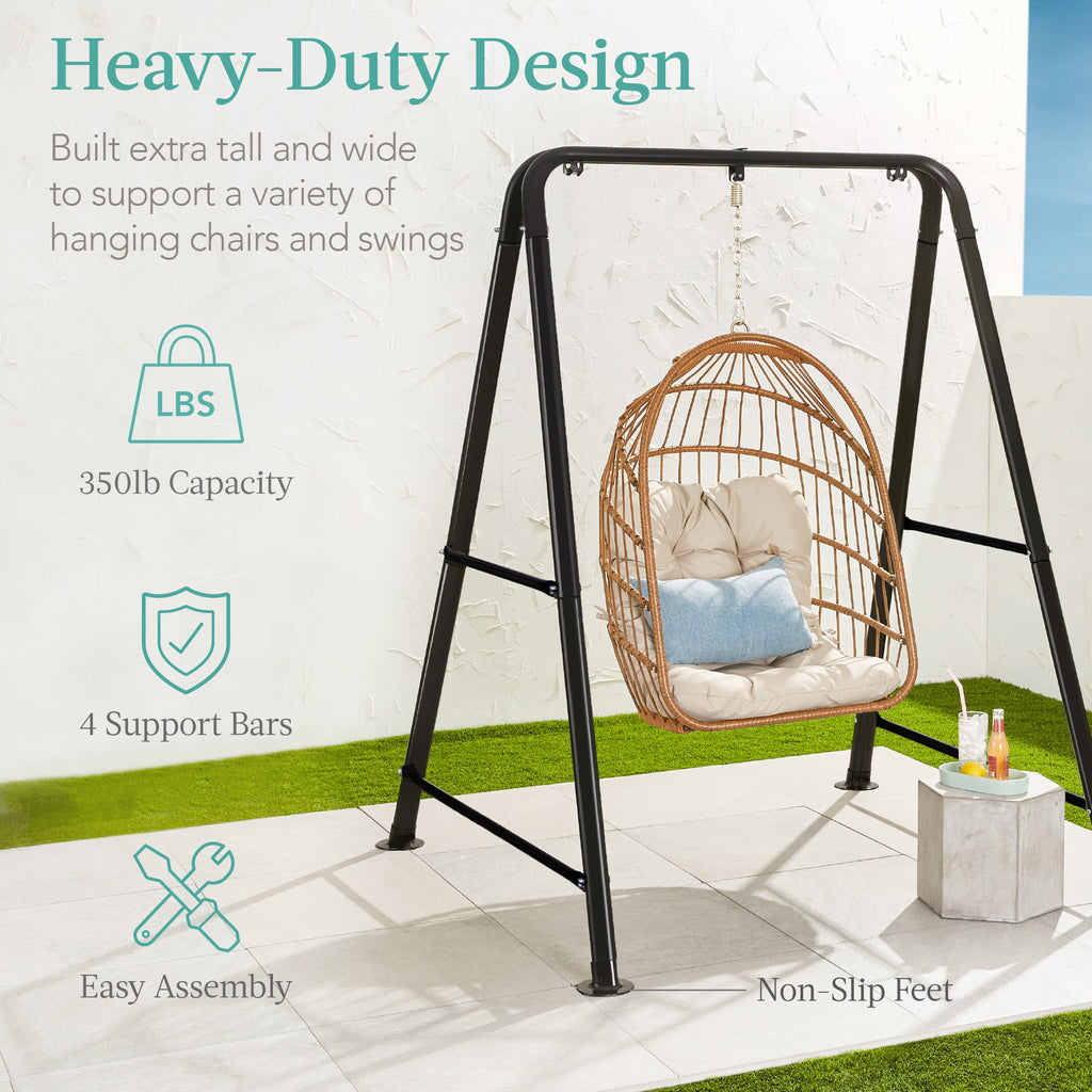Heavy Duty Hammock Chair Stand w/ Hanging Hardware 47in Chain - 75in
