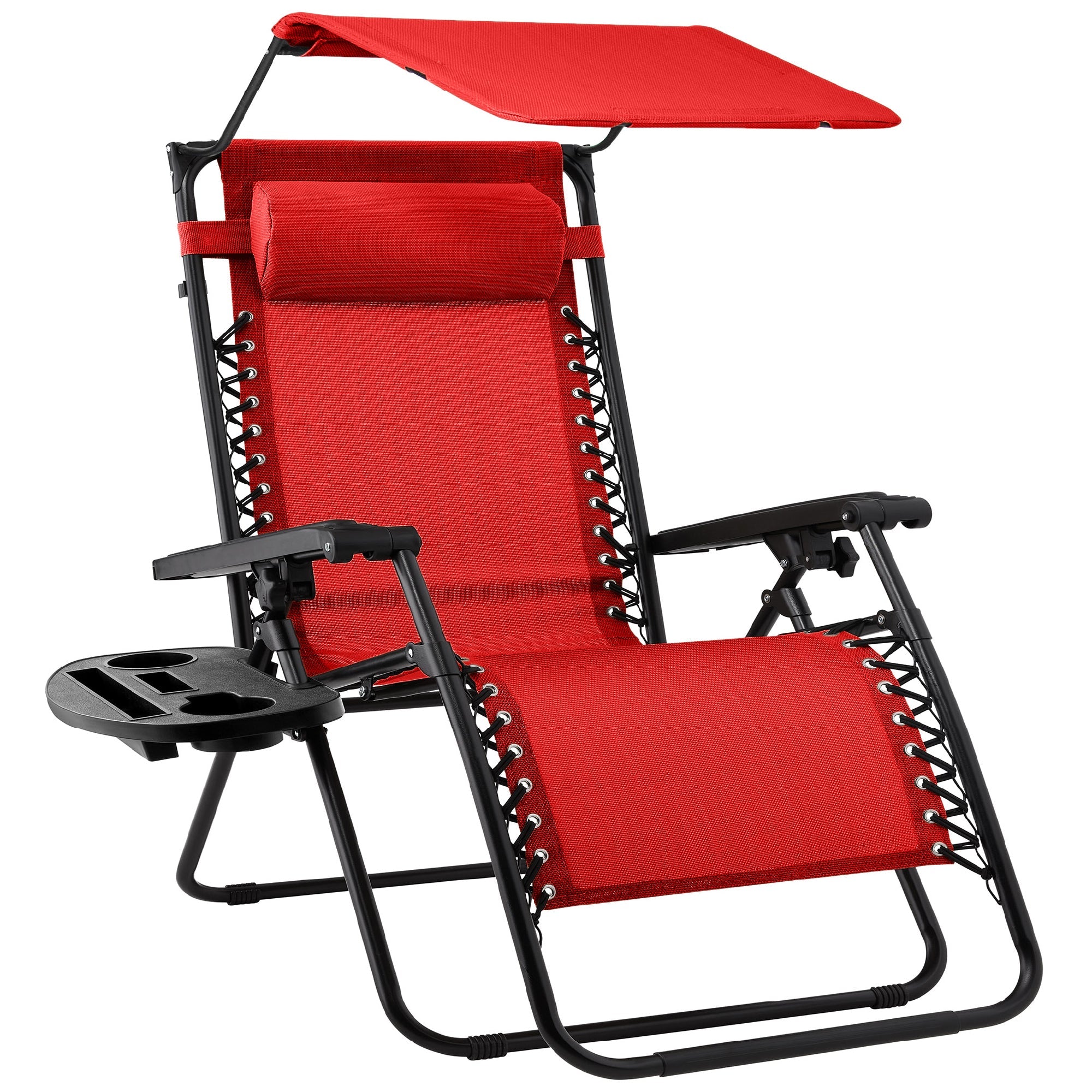 Folding Zero Gravity Recliner Patio Lounge Chair w/ Canopy Side Tray