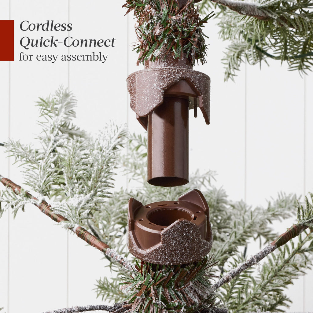 Green Pre-Lit Sparse Flocked Christmas Tree w/ 2-in-1 LEDs Cordless Connection