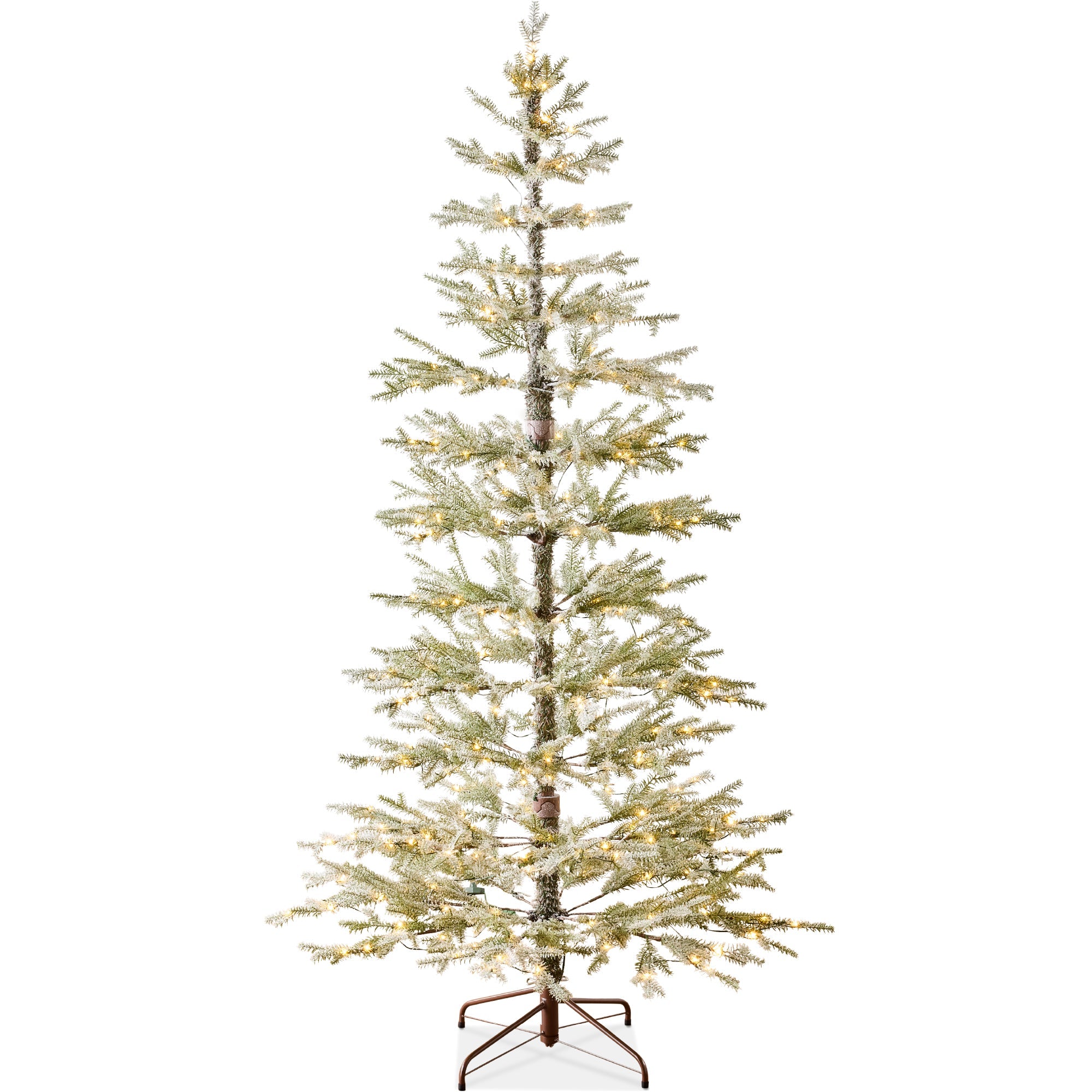 Green Pre-Lit Sparse Flocked Christmas Tree w/ 2-in-1 LEDs Cordless Connection