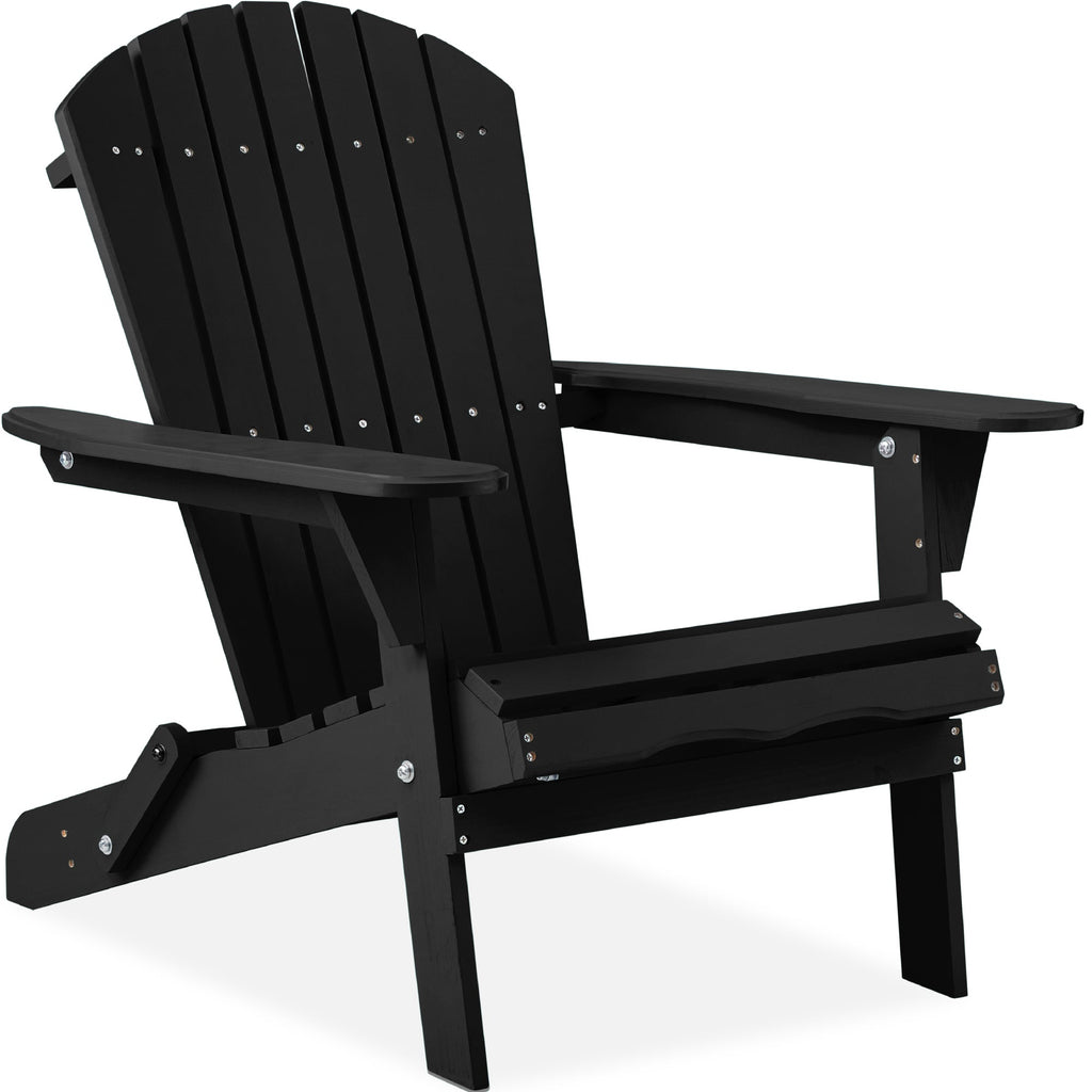 Folding Wooden Adirondack Chair Accent Furniture w/ Natural Woodgrain