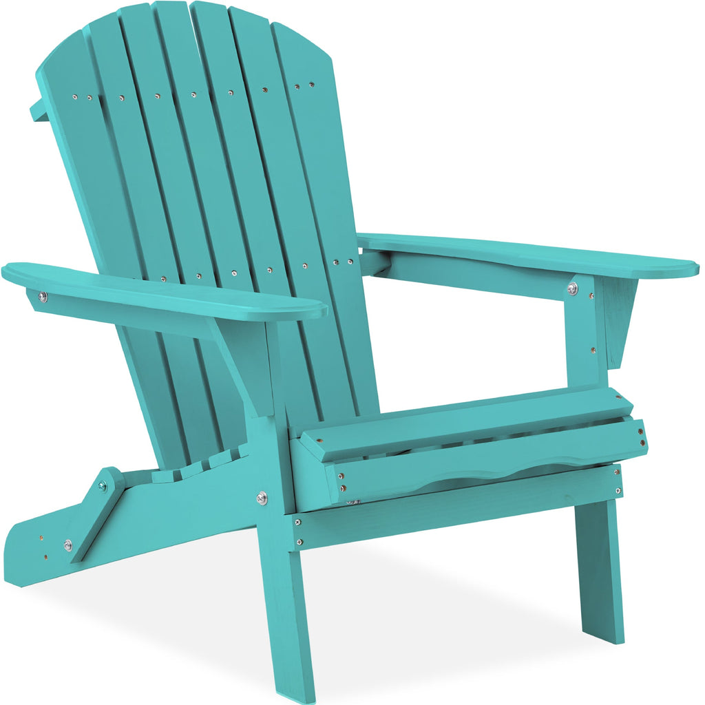 Folding Wooden Adirondack Chair Accent Furniture w/ Natural Woodgrain