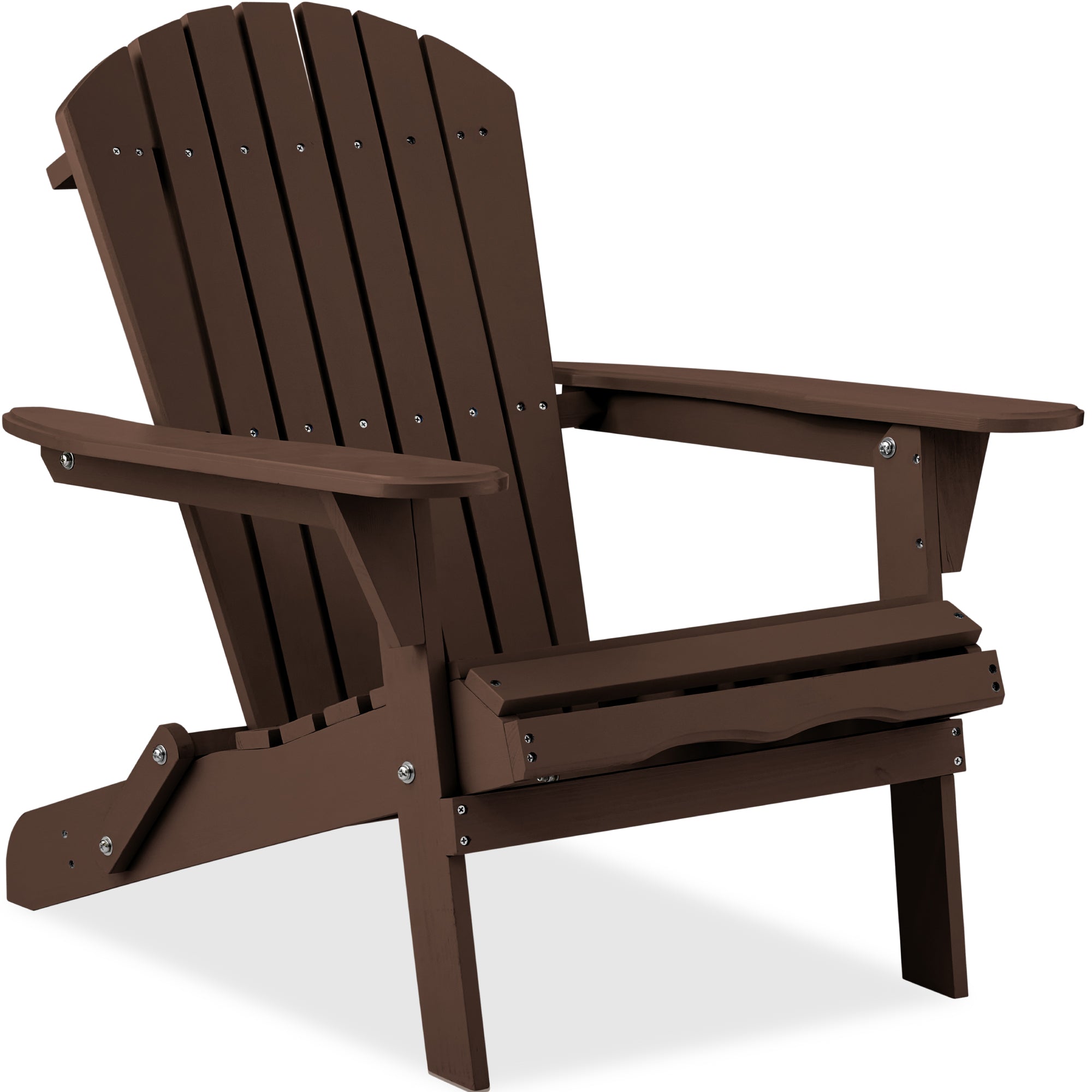 Folding Wooden Adirondack Chair Accent Furniture w/ Natural Woodgrain