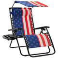 Folding Zero Gravity Recliner Patio Lounge Chair w/ Canopy Side Tray