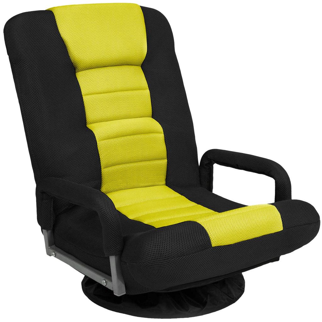Gaming Floor Chair w/ 360-Degree Swivel Armrest Adjustable Backrest