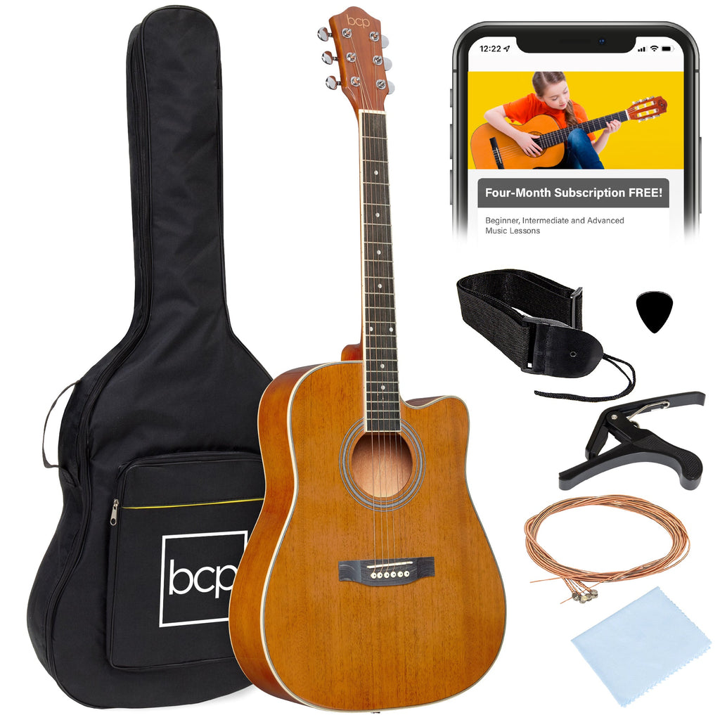 Full Size Beginner Acoustic Guitar Set with Case Strap Capo - 41in
