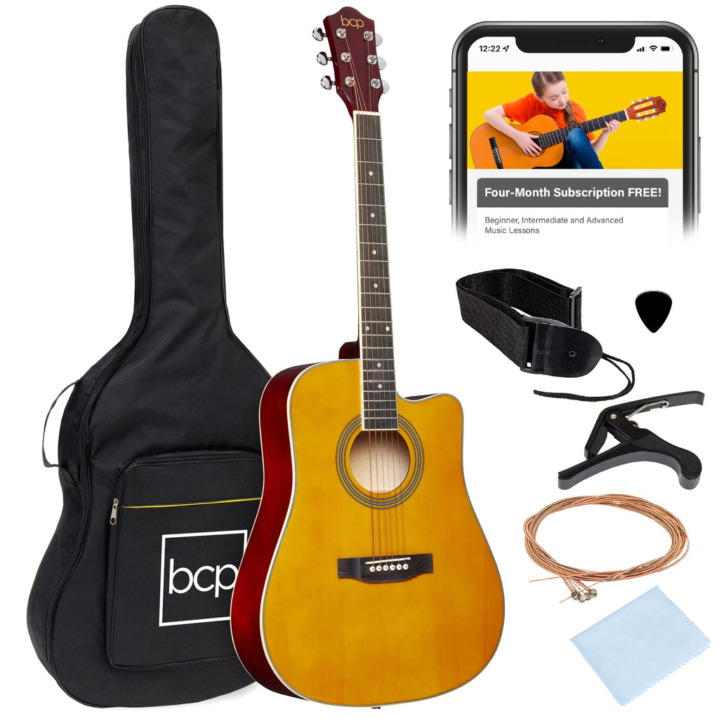 Full Size Beginner Acoustic Guitar Set with Case Strap Capo - 41in