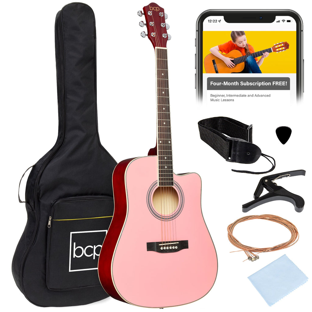 Full Size Beginner Acoustic Guitar Set with Case Strap Capo - 41in