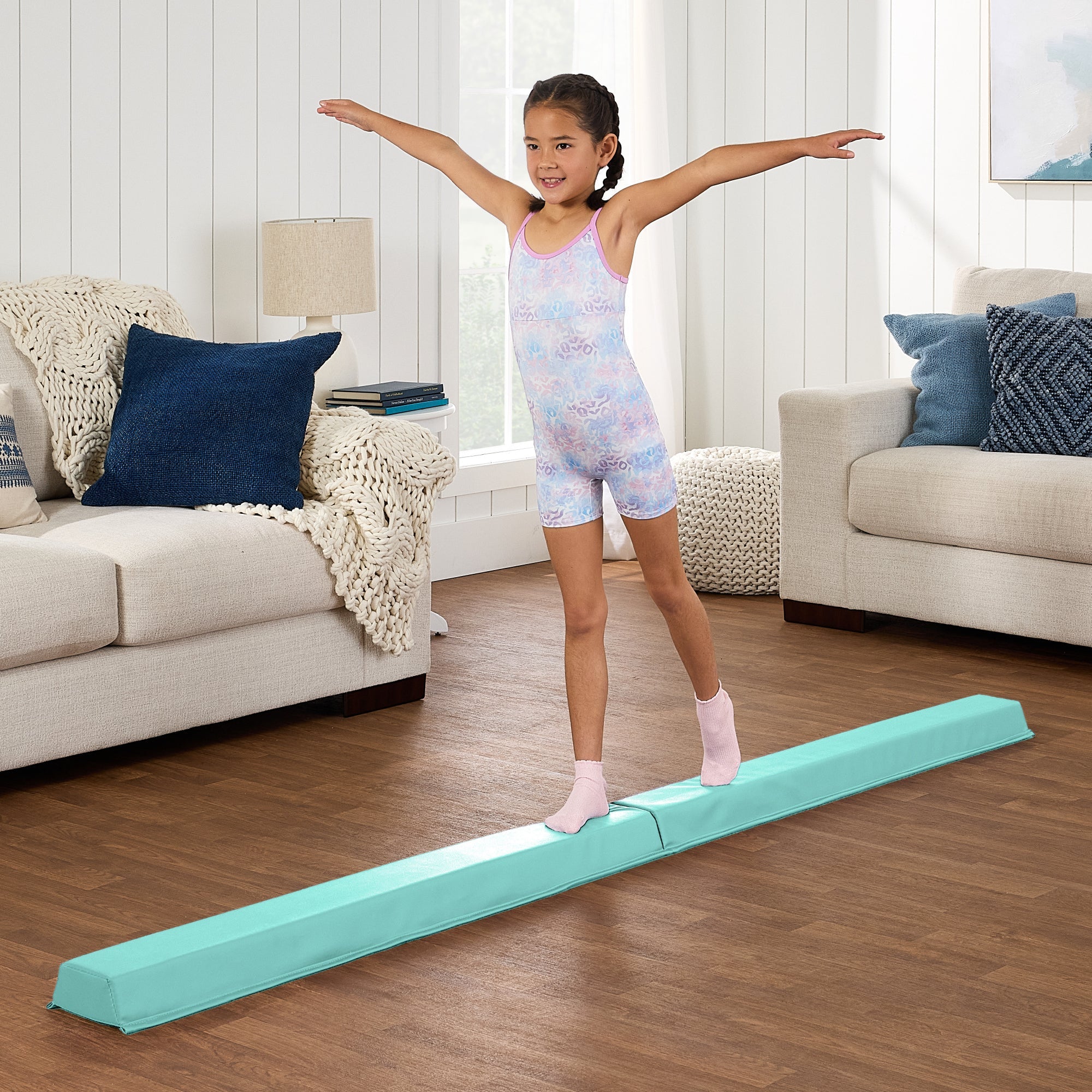 Folding Floor Balance Beam for Gymnastics Practice Exercise - 8ft