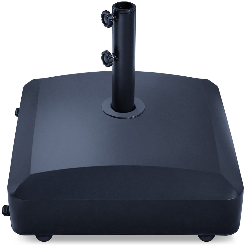 Fillable Mobile Umbrella Base Stand w/ 4 Wheels 2 Locks 123lb Capacity