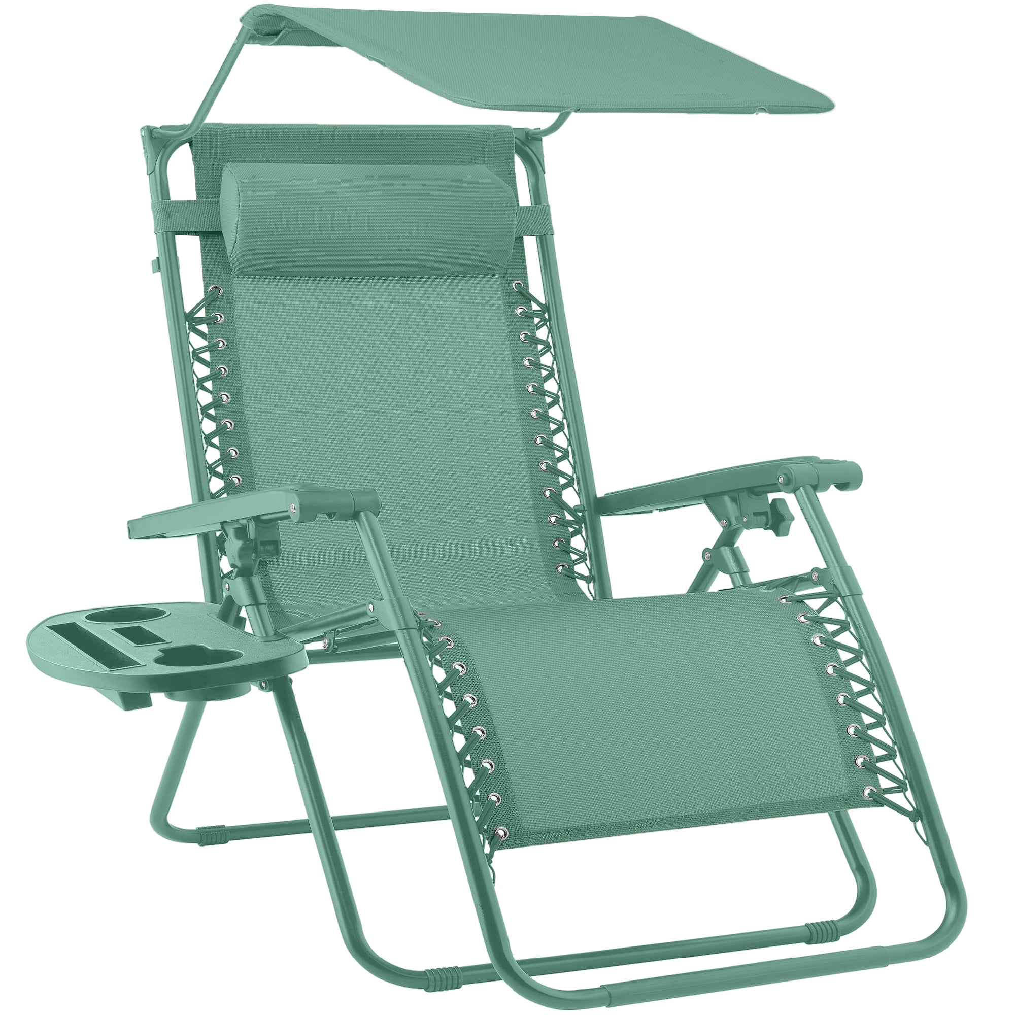 Folding Zero Gravity Recliner Patio Lounge Chair w/ Canopy Side Tray