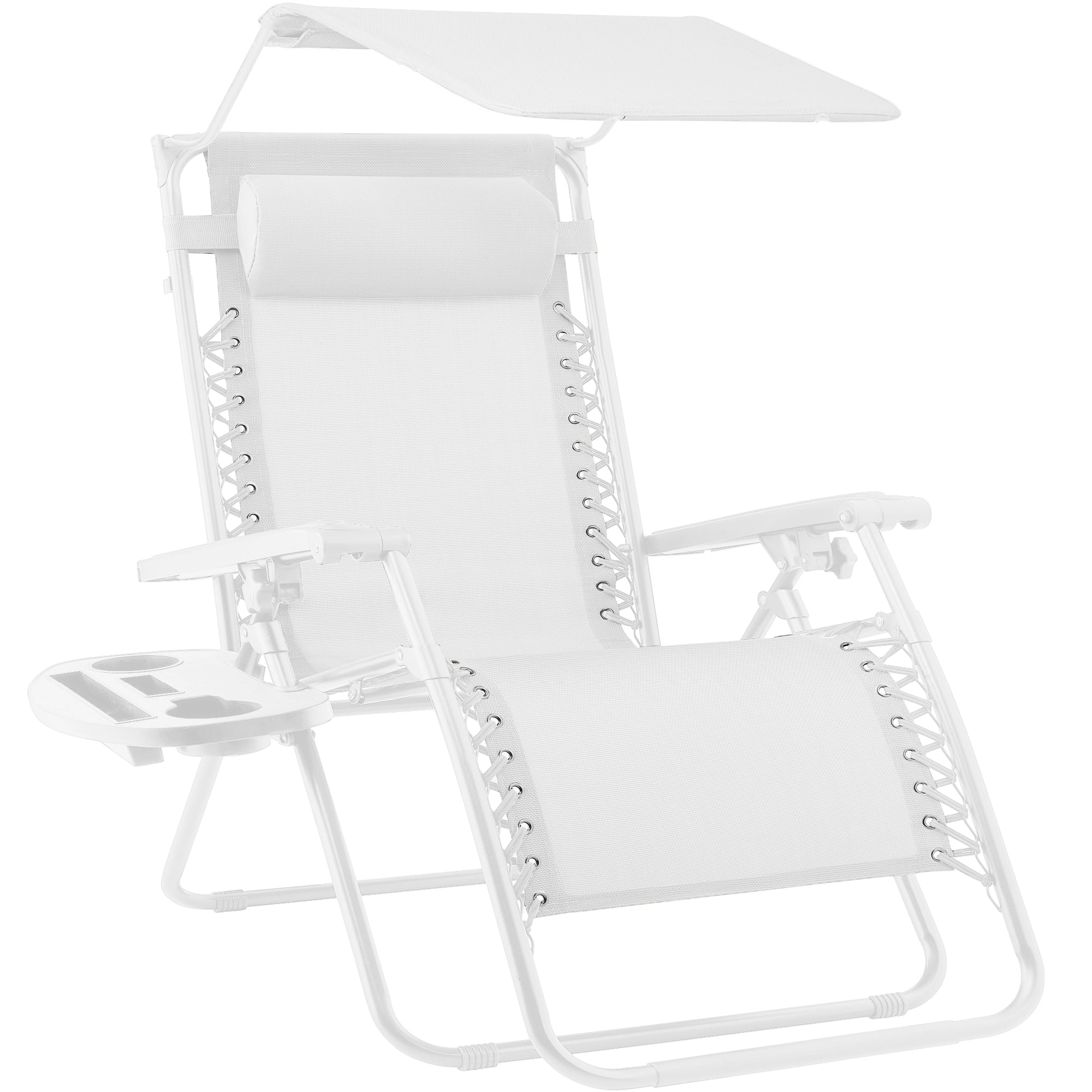 Folding Zero Gravity Recliner Patio Lounge Chair w/ Canopy Side Tray