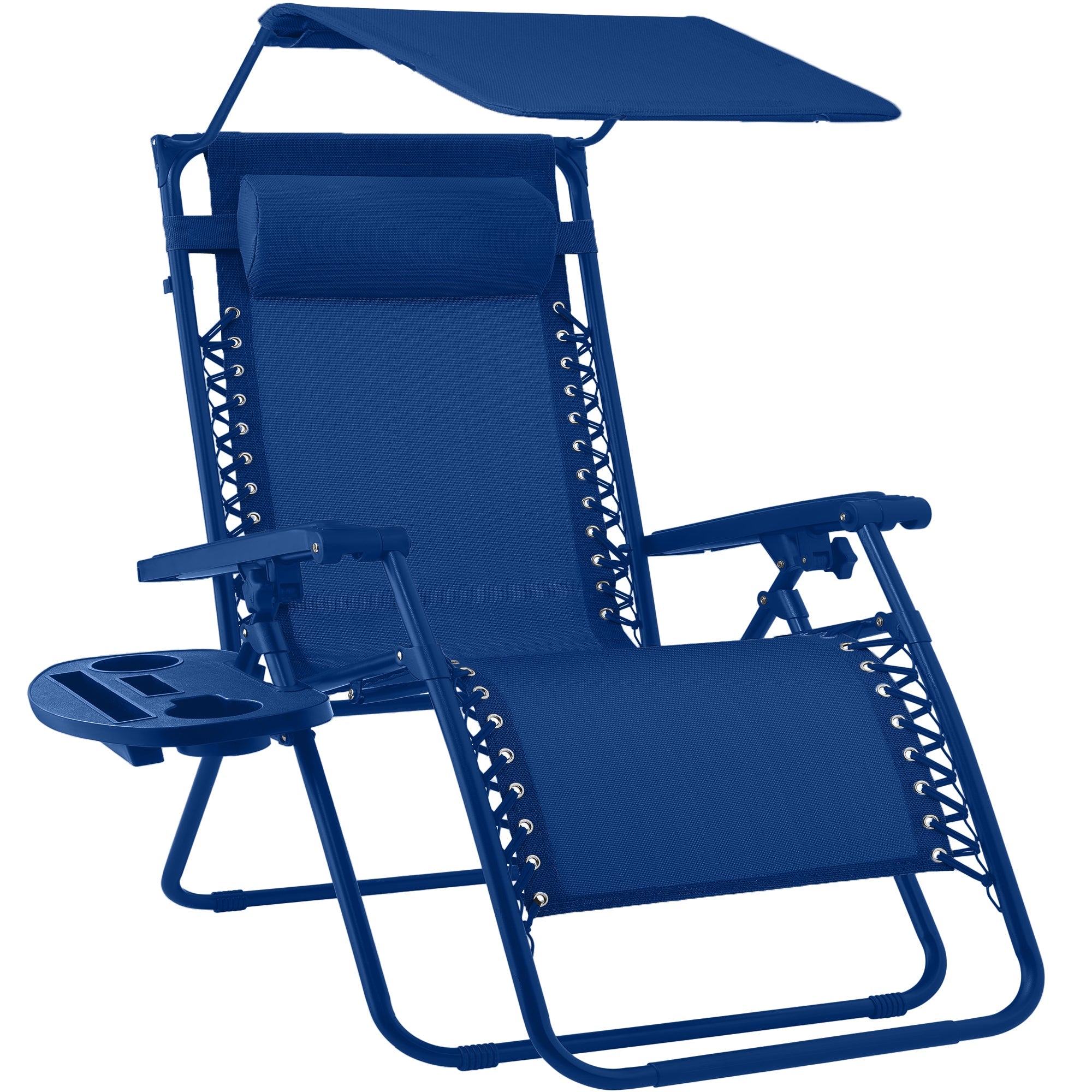 Folding Zero Gravity Recliner Patio Lounge Chair w/ Canopy Side Tray
