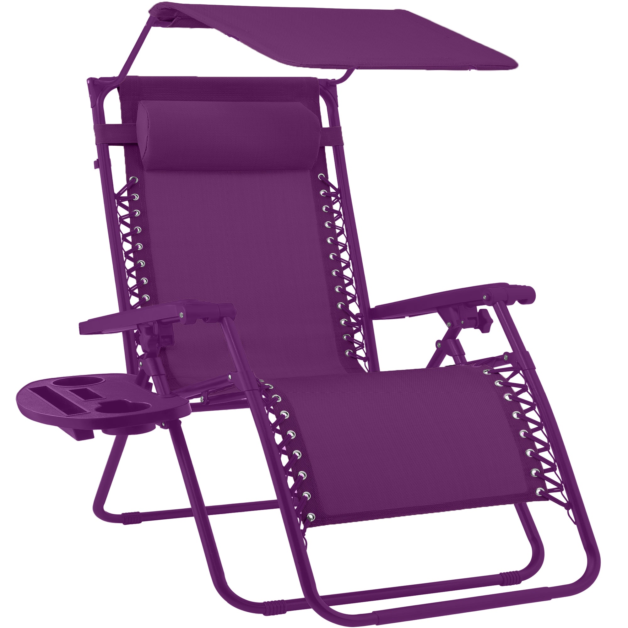 Folding Zero Gravity Recliner Patio Lounge Chair w/ Canopy Side Tray