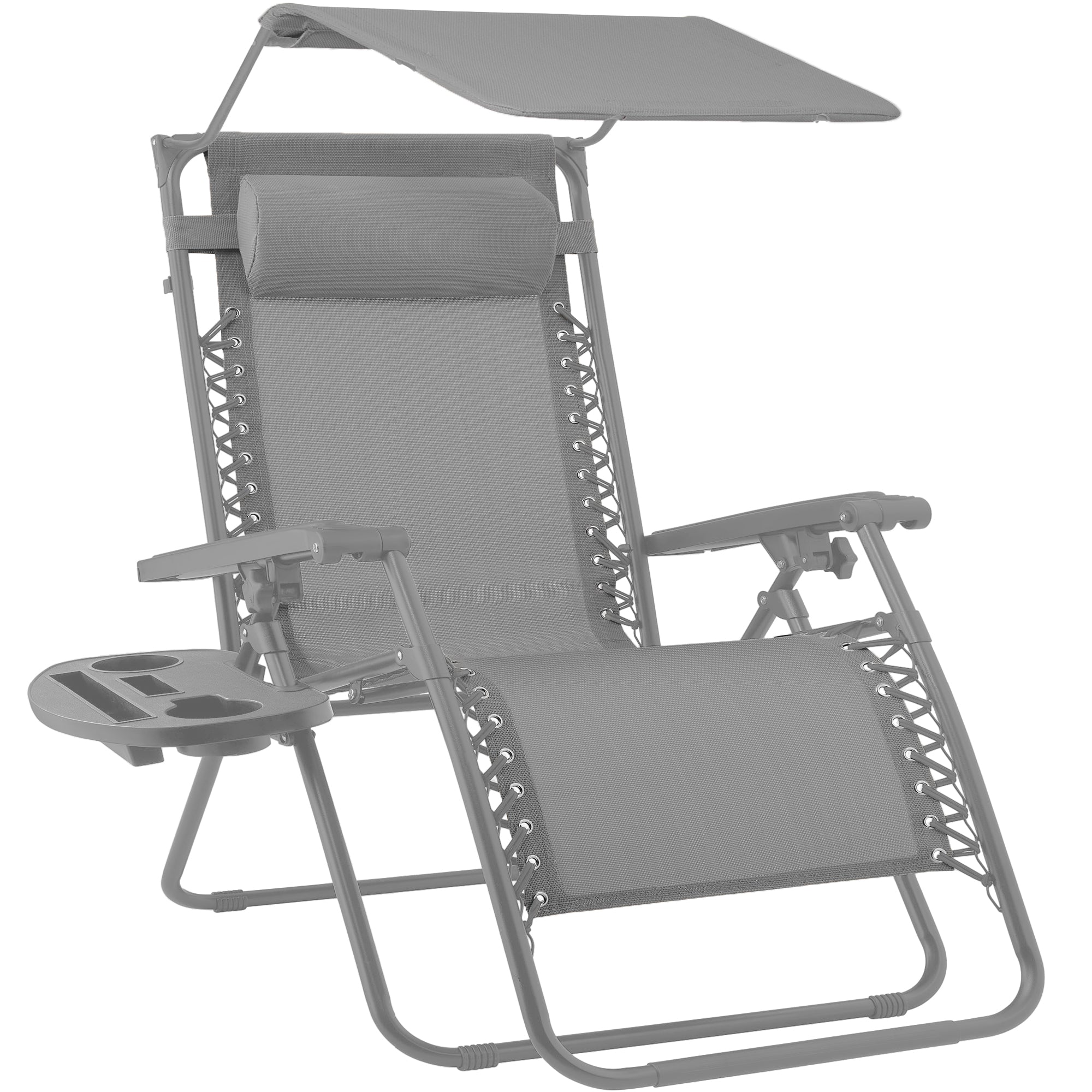 Folding Zero Gravity Recliner Patio Lounge Chair w/ Canopy Side Tray