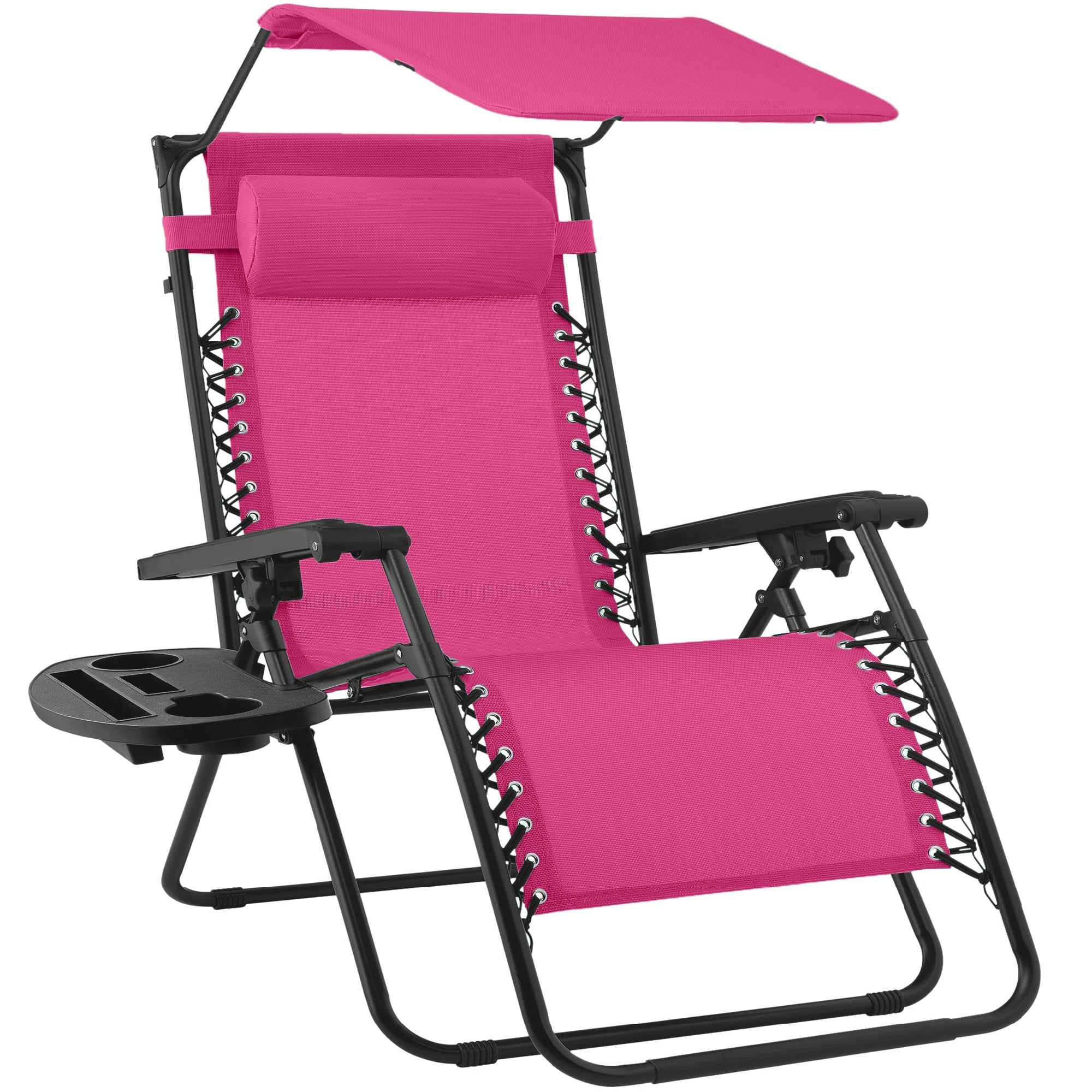 Folding Zero Gravity Recliner Patio Lounge Chair w/ Canopy Side Tray