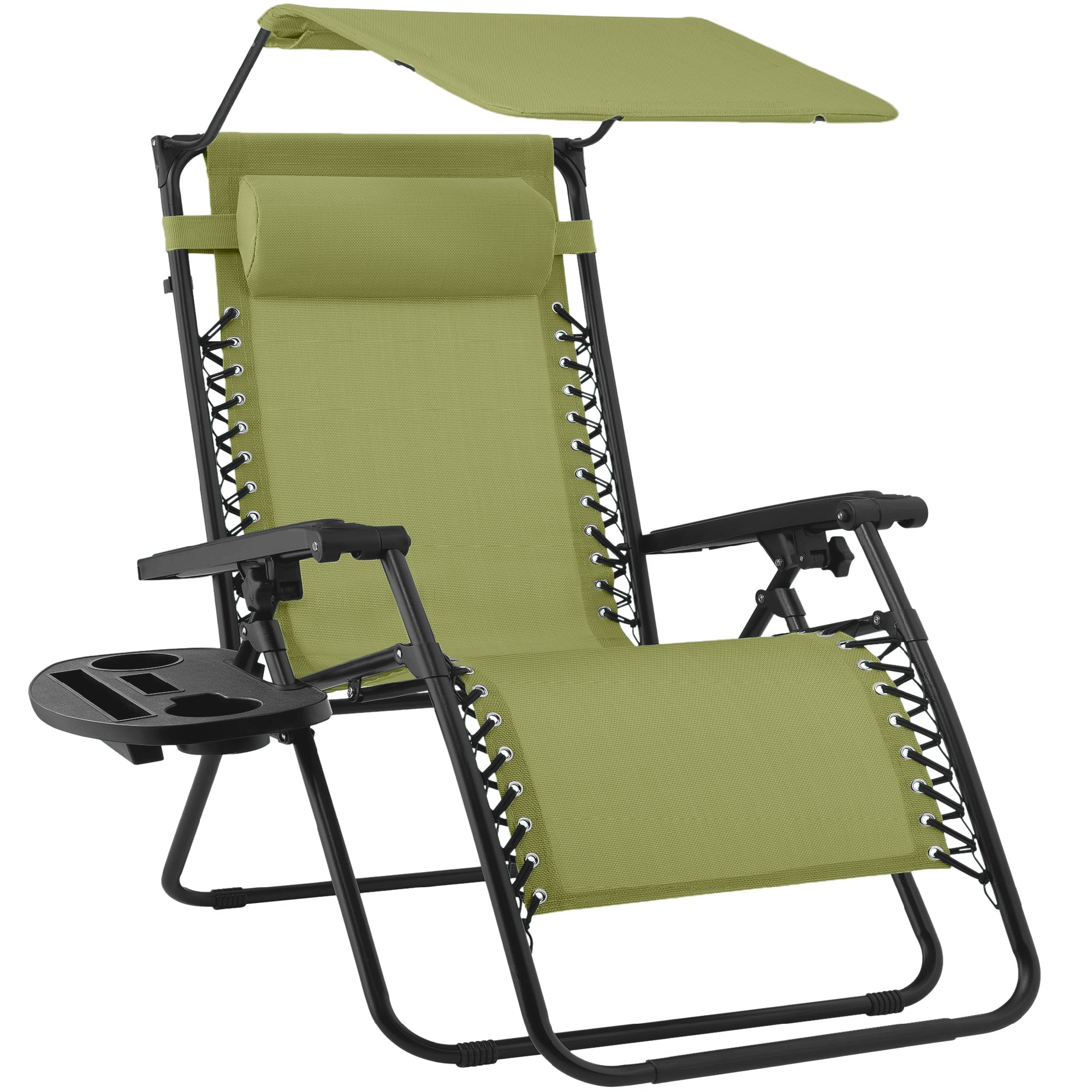 Folding Zero Gravity Recliner Patio Lounge Chair w/ Canopy Side Tray